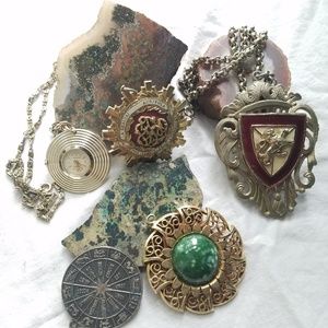 Bundle silver/gold vintage pendants 5 total